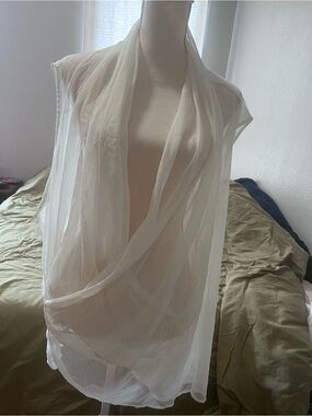 ASOS Sheer Ivory Draped Chiffon Vest Plus Size Party Top